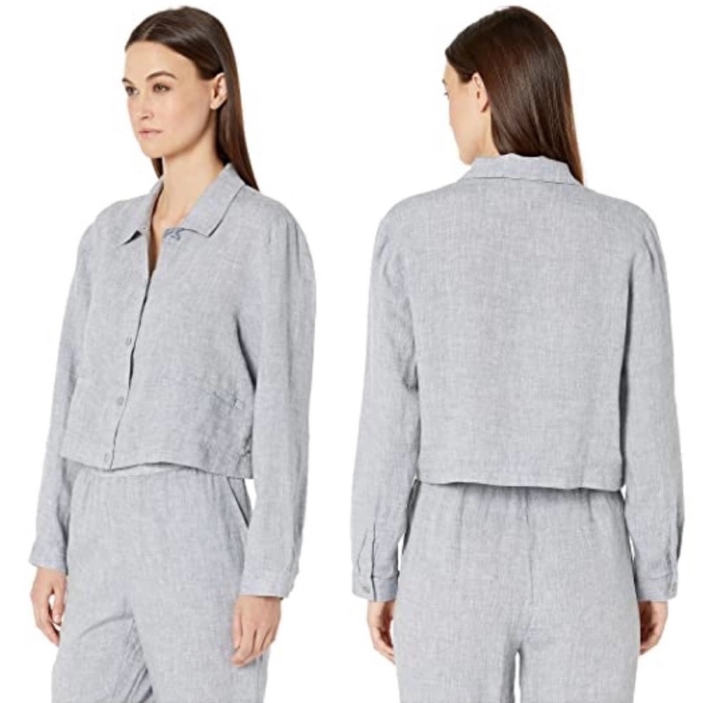 NWOT Eileen Fisher Organic Linen Classic Collar Jacket sz L/G